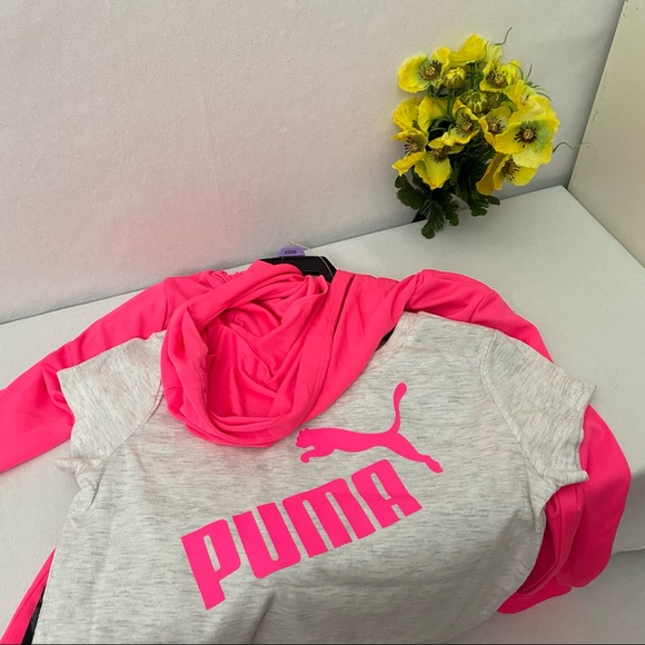 Puma girl’s 3 piece long sleeve hooded-shirt-pants - Picture 4 of 6
